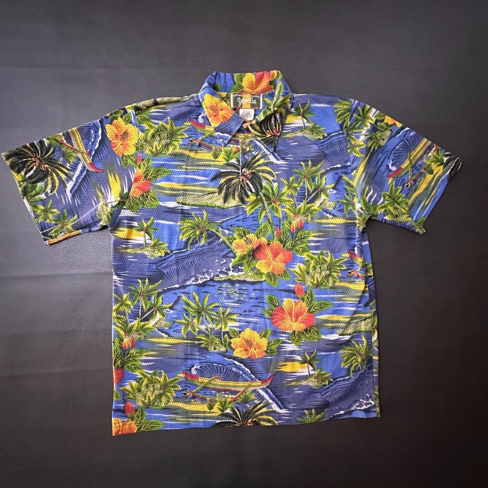 Vintage Zeppelin Shirt Mens XL Blue Perforated Breathable Made in USA 1980s Polo